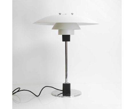 Poul Henningsen (Danish, 1894-1967) for Louis Poulson, a 'PH 4/3' table lamp, chrome and aluminium, with applied manufacturer