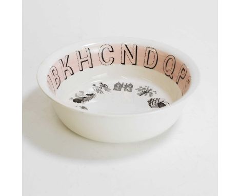 Eric Ravilious (1903-1942) for Wedgwood, a pink 'Alphabet' porridge bowl, printed marks,17.3cm diameter5cm highProvenance: Fr