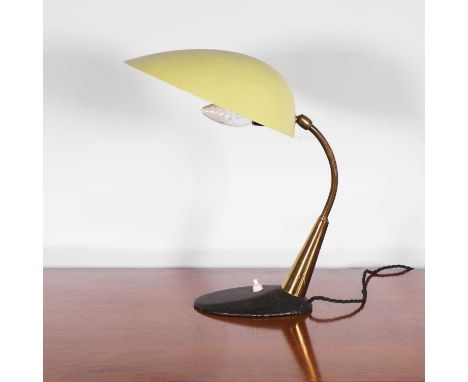 Attributed to Cosack Leuchten, a yellow metal and enamel desk lamp, 1950s,22cm wide30cm deep36cm high