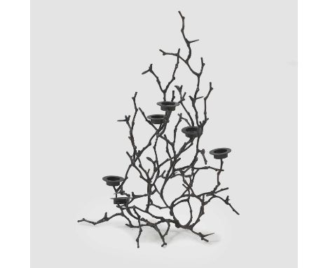 Contemporary, a large bronze centrepiece sculpture in the form of a magnolia twig, of recent manufacture, with six candlehold