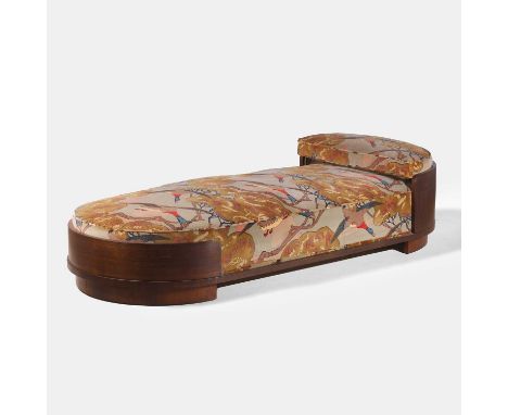 Art Deco, an Art Deco rosewood-framed daybed, upholstered in a period pattern velvet fabric,215cm long90cm wide50cm highCondi