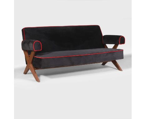 Pierre Jeanneret (Swiss, 1896-1967), a 'PJ-010806 Easy Lounge’ sofa, c.1958-59, designed for Chandigarh, in teak and upholste