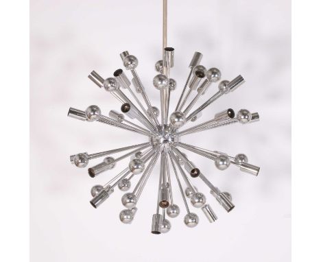 French, a thirty-light 'Sputnik' chandelier, 1970s, chrome,60cm diameter95cm highProvenance: Purchased in the early 2000s fro