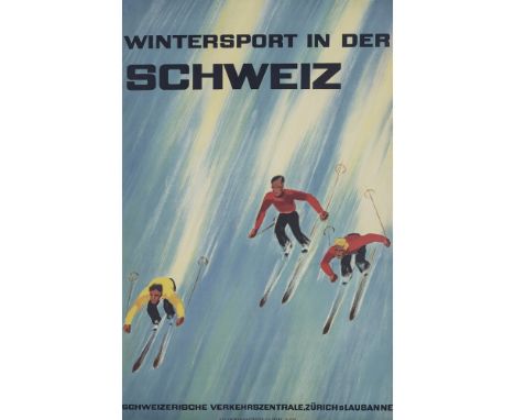 ALEX WALTER DIGGELMANN (1902-1987)  WINTERSPORT IN DER SCHWEIZ   lithograph in colours, 1931, not backed  102cm x 64cm (40in 