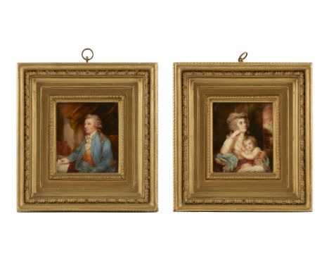 JAMES NIXON (BRITISH 1741-1812)  PORTRAIT MINIATURES OF PETER AND MARY MACKENZIE   each watercolour on ivory, in glazed giltw