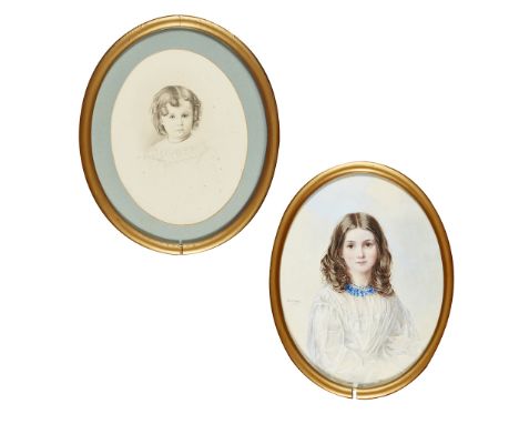 ISABEL NAFTEL (BRITISH 1832-1912)    PORTRAIT OF A GIRL    signed and dated 1867, pencil and watercolour, oval    32cm x 24.5