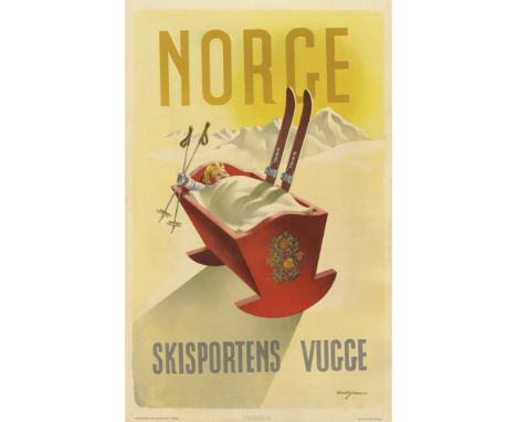 KNUT YRAN (1920-1998)  NORGE   offset lithograph, 1951, condition A-; backed on linen  99cm x 63cm (39in x 24.5in)