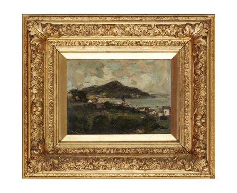 JAMES TAYLOR BROWN (SCOTTISH 1868-1923)  LOOKING DOWN THE COAST   signed, oil on panel  16cm x 22cm (6.25in x 8.75in)