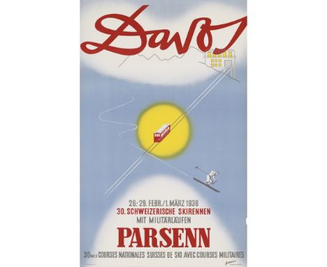 ROBERT S. GESSNER (1908-1982)  DAVOS PARSENN   lithograph, 1946, condition A-; not backed  102cm x 64cm (40in x 25in)