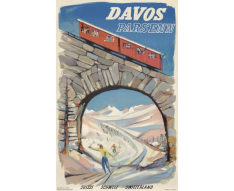 ALBERT BORER (B.1910)  DAVOS   lithograph, condition B+; backed on linen  102cm x 64cm (40in x 25in)