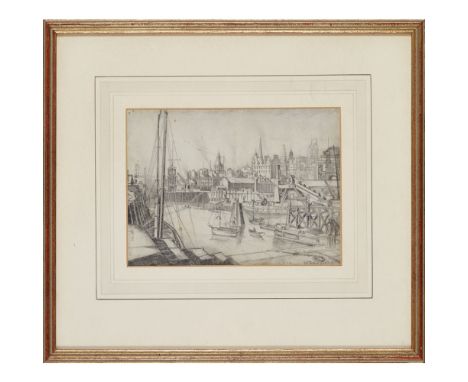 [§] JAMES MCINTOSH PATRICK R.S.A., R.O.I., R.G.I. (SCOTTISH 1907-1998)  TIDAL BASIN, DUNDEE HARBOUR, 1930   signed and inscri