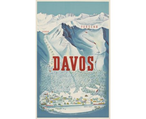 ARNOLD BOSSHARD (1898-1974)  DAVOS   lithograph, condition B+; backed on linen  102cm x 64cm (40in x 25in)