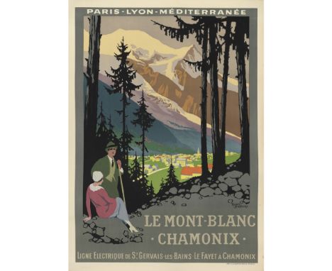ROGER BRODERS (1883-1953)  LE MONT-BLANC, CHAMONIX   lithograph, c.1924, condition A-; backed on linen  108cm x 77cm (42.5in 