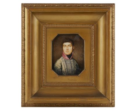 CIRCLE OF ALEXANDER GALLAWAY  PORTRAIT MINIATURE OF HENRY BELLAIRS   watercolour and bodycolour on ivory, in a glazed giltwoo