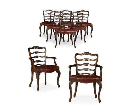 SET OF EIGHT GEORGE III STYLE MAHOGANY DINING CHAIRS, POSSIBLY SCOTTISH  LATE 19TH CENTURY   including two carvers, in the He