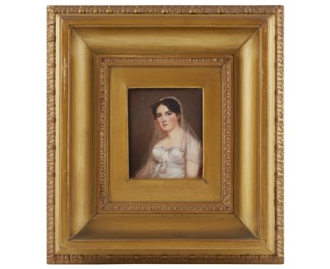 JAMES LEAKEY (BRITISH 1775-1866)  PORTRAIT MINIATURE OF DOROTHY PARKER BELLAIRS   oil on ivory, in a glazed giltwood frame, w
