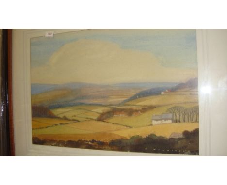 20th century watercolour Country Landscape by H Wilkinson 24 cms x 35 cms F&G