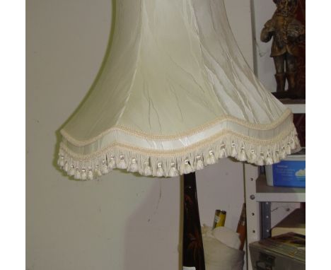 Vintage carved Chinese standard lamp & shade