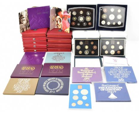 ROYAL MINT; approximately thirty-one mixed United Kingdom proof coin collection sets and coinage of Great Britain and Norther