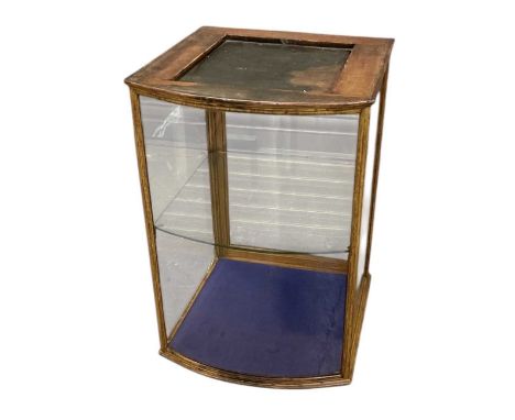 An early 20th century mahogany framed bowfronted tabletop display cabinet, with single shelf, height 69cm, width 47.5cm, dept