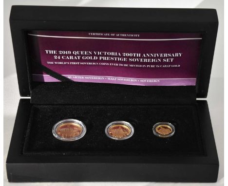 HATTONS OF LONDON; the 2019 Queen Victoria 200th Anniversary 24ct Gold Prestige Sovereign Set, 'the world's first sovereign c