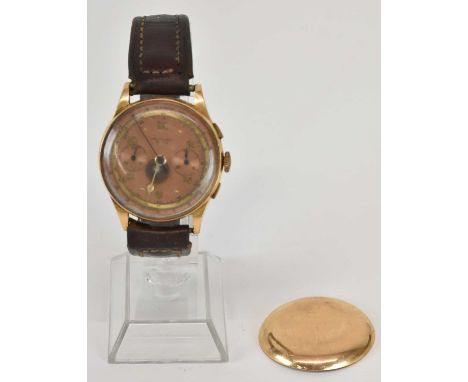 CHRONOGRAPHE SUISSE; an 18ct yellow gold cased gentleman's wristwatch, the dial inscribed 'Chronograph Suisse', set with Arab