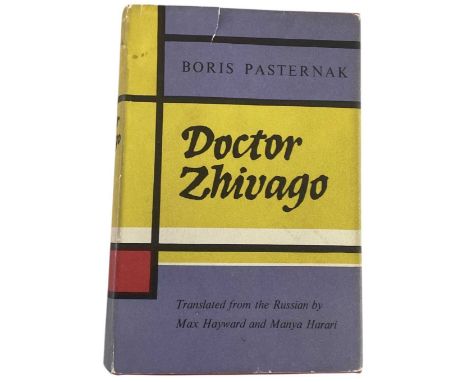 BORIS PASTERNAK, DR ZHIVAGO; first edition, translated from Russian by Max Hayward and Manya Harari, with dust jacket.