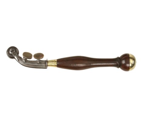 A fine quality 19c French saddler's pricker by PORTRAIT a Paris  with extra wheels in brass capped rosewood handle and brass 