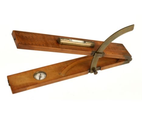 A very rare 20" two fold boxwood and brass Grantham's Clinometer by WATKINS & HILL Charing Cross London c1845 with level, pro