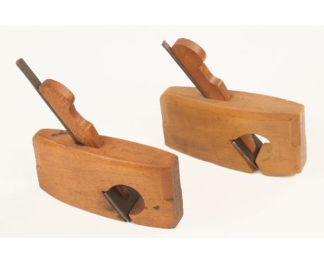 Two miniature flat and compass rebate planes by C NURSE Walworth Rd 4" x 1" one boxwood, one beech G++ DAW