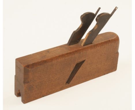 A twin iron 5/8" Gothic sash moulding plane by STEWART G++