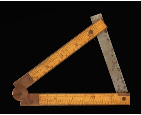 A 12" two fold boxwood and brass combination clinometer level by The C-S Co Pinemeadow Conn USA No 036 G+