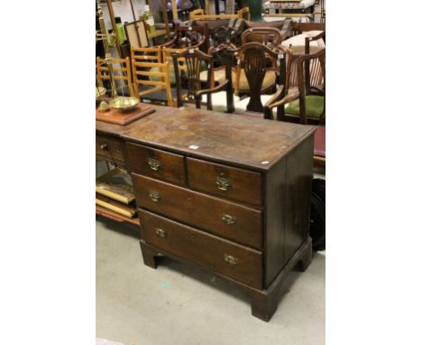 Small Georgian Oak Chest of Two Short over Two Long Drawers on bracket feet