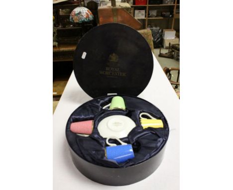 Boxed Royal Worcester four piece Coffee set in celebration of HRH 80th Birthday 2006