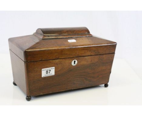 Vintage part fitted Oak Tea Caddy with bun feet