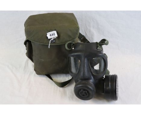 A British Military Issue Gas Mask With Bag. Stamped With The Broad Arrow And Dated For 1974.