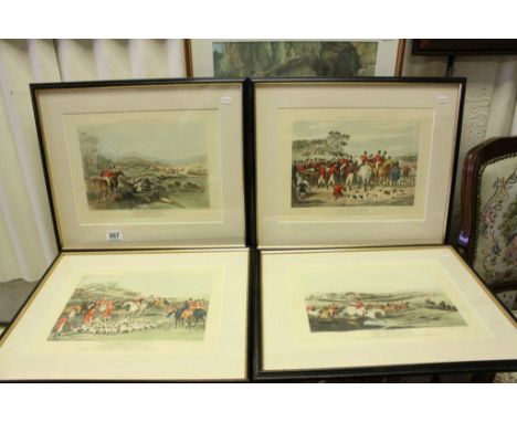 Set of Four The Noble Tips Hunting Aquatints, Moores Tally Ho to the Sports