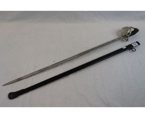 A WW1 era German Imperial M1889 Sword with folding basket with the imperial Prussian eagle. Blade is heavily engraved with ba