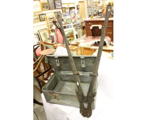Large pair of "Record" Bolt cutters and a painted metal Toolbox