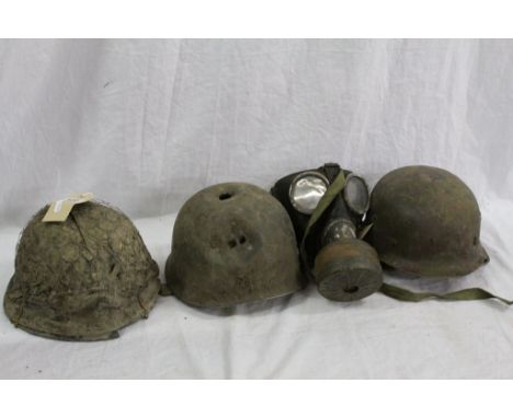 Film Props from the 2014 American War Movie ' Fury ' featuring Brad Pitt - Two Replica German World War 2 Helmets, US Army He