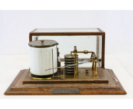 Glass cased Barograph with papers and Military inscription reading "Brig. Gen FH Horniblow C.B from WGB & EDH on his relinqui