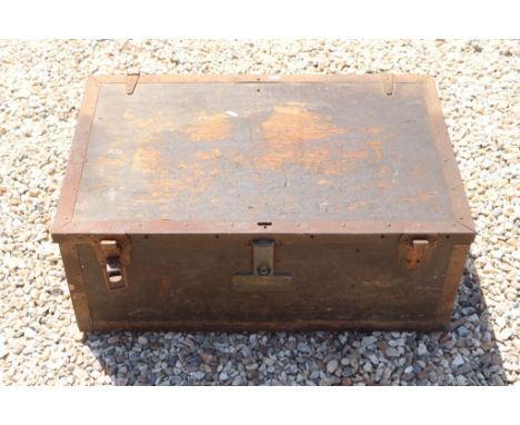 Military Storage Trunk With A Brass Label Marked For Westbury.