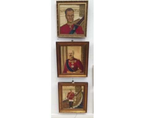 Three oils on canvas of military portrait subjects, each approx. 50 x 40 cm