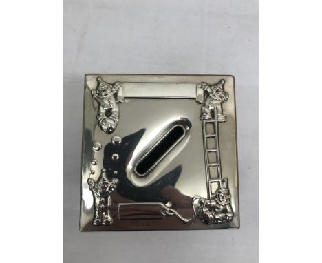 R Carr: a HM silver money box/photograph frame