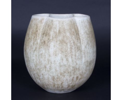 John Ward (British, born 1938)/Stoneware bud vase, in an oatmeal glaze, impressed mark to base, 20cm high/Provenance: Peter D