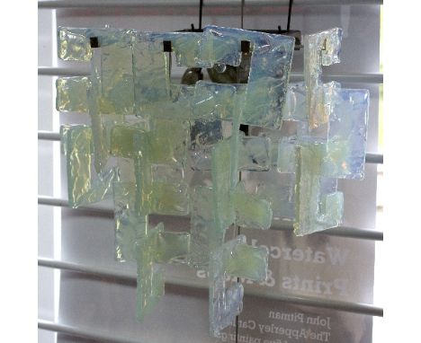 Carlo Nason for Mazzega, Murano/Mid 20th Century Italian "Vercelli" chrome light fitting/with a quantity of opalescent glass 