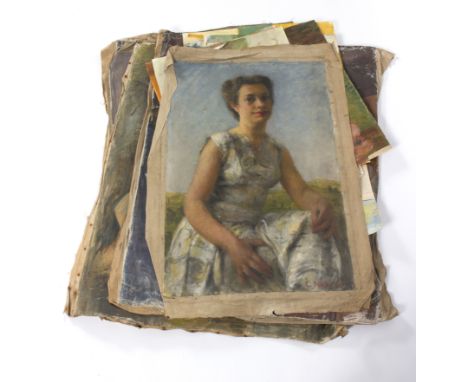 Constance B Nash (British 1921-2015)/Portrait of a Lady/three-quarter length, seated/signed and dated '55/oil on canvas, 76cm