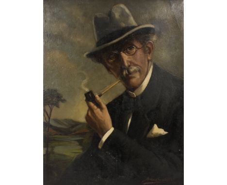 Horace Sequeira/Portrait of Dr George William Sequeira/signed/oil on board, 69cm x 53cm/Note: Dr Sequeira was a witness at Ca