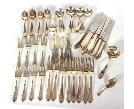 An American silver table service, Dominick & Haff, New York, comprising eight table forks, eight soup spoons, eight dessert f