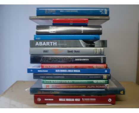 17 ITALIAN CAR MANUFACTURER THEMED BOOKS INC 'ABARTH, MEMORIES' BY GASTALDI; FIRST AMONG CHAMPIONS BY VENABLES  